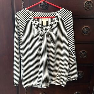 Chico’s size 1 black & white striped long sleeve shirt.